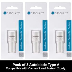 Silhouette Autoblade 3 Pack Replacement Blades for Cameo 3 and Portrait 2-50 Free Designs