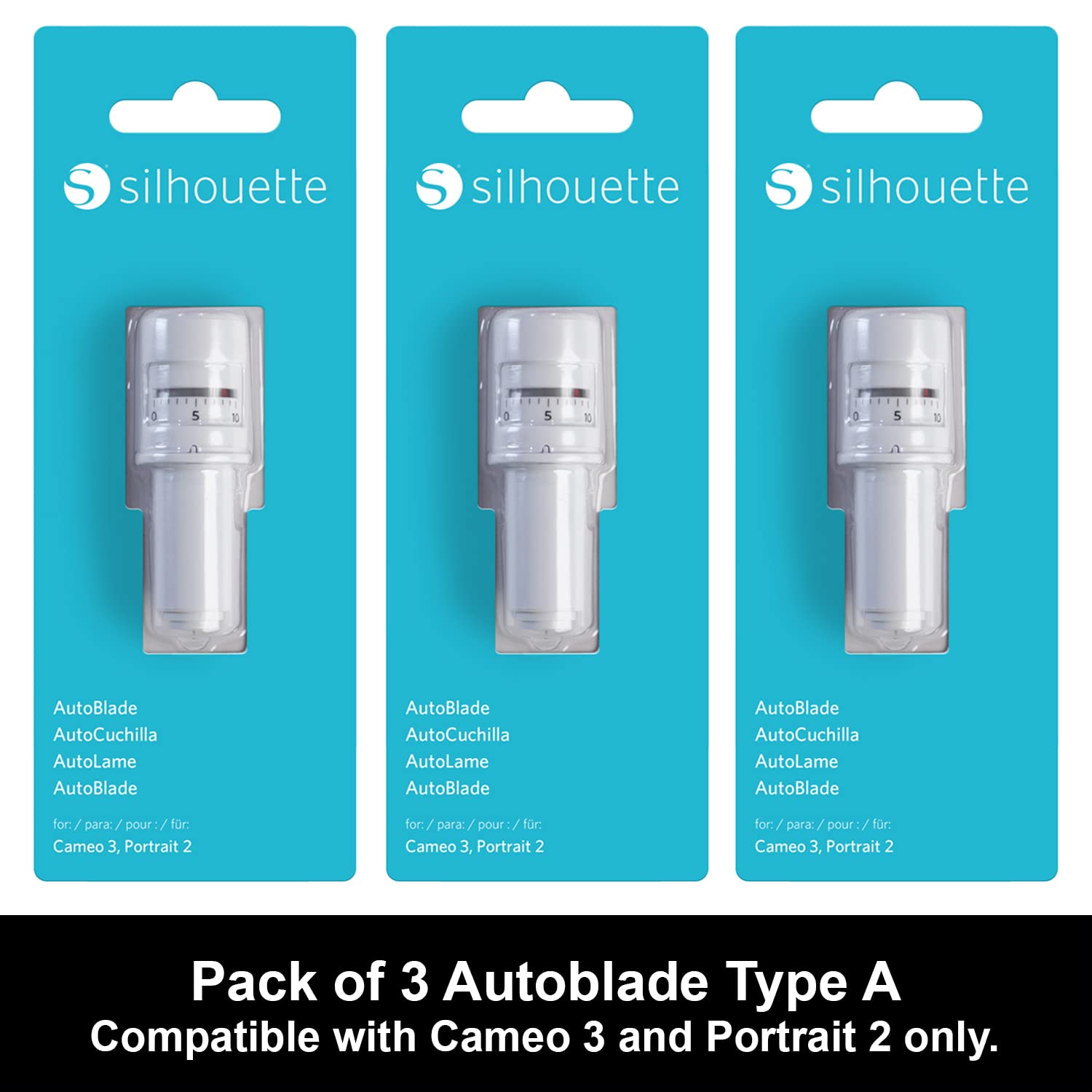 Silhouette Autoblade 3 Pack Replacement Blades for Cameo 3 and Portrait 2-50 Free Designs