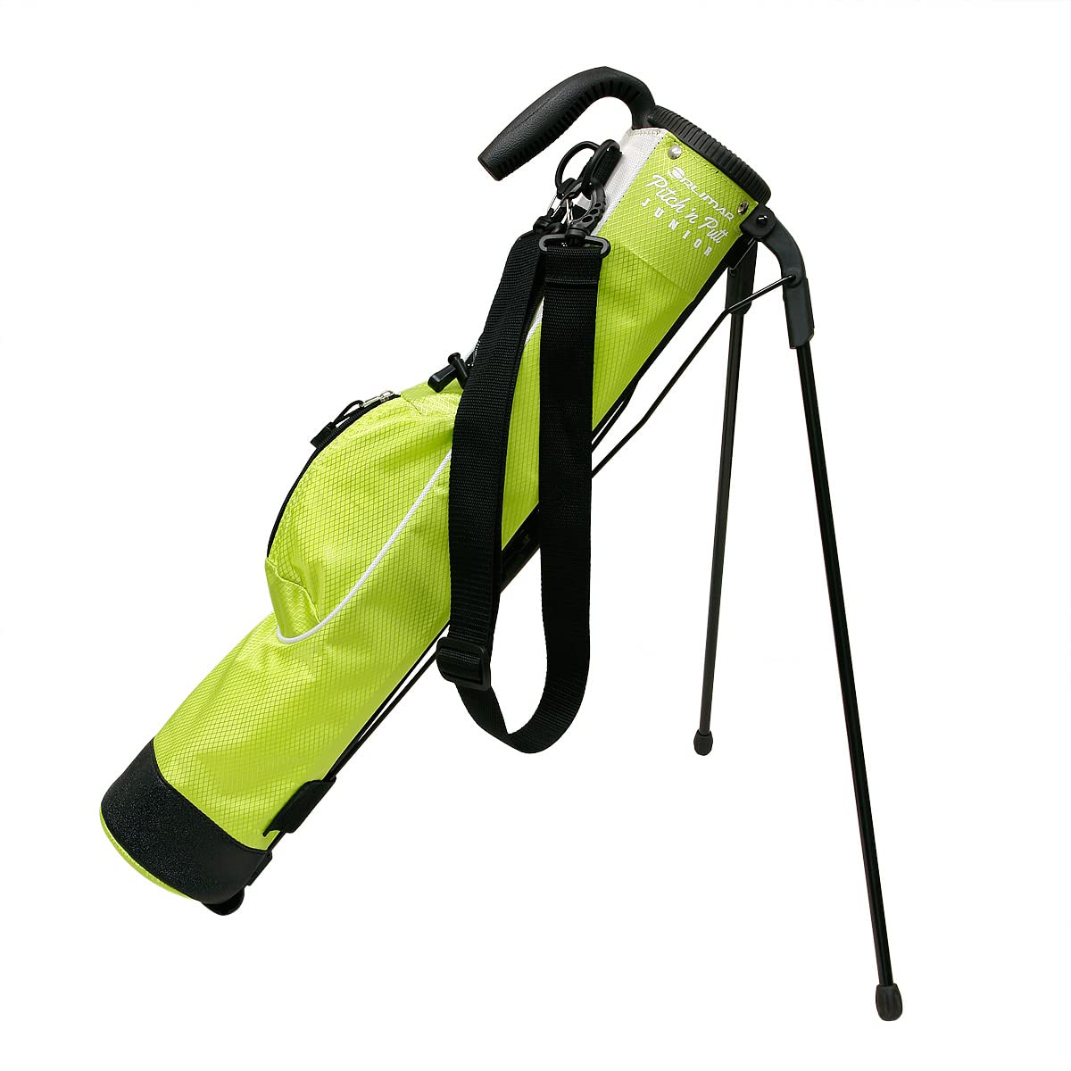 Orlimar Pitch 'N Putt Junior Golf Bag with Stand, Lime Green 25” Tall Ultra-Lightweight Kids Golf Club Bag for 7 or Fewer Clubs with 2 Way Divider Top 1 Zippered Pocket Shoulder Strap Carry Handle