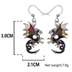 Enamel Alloy Dragon Earrings Fantasy Dinosaur Drop Dangle Fashion Jewelry For Women Charm Gift (Brown)