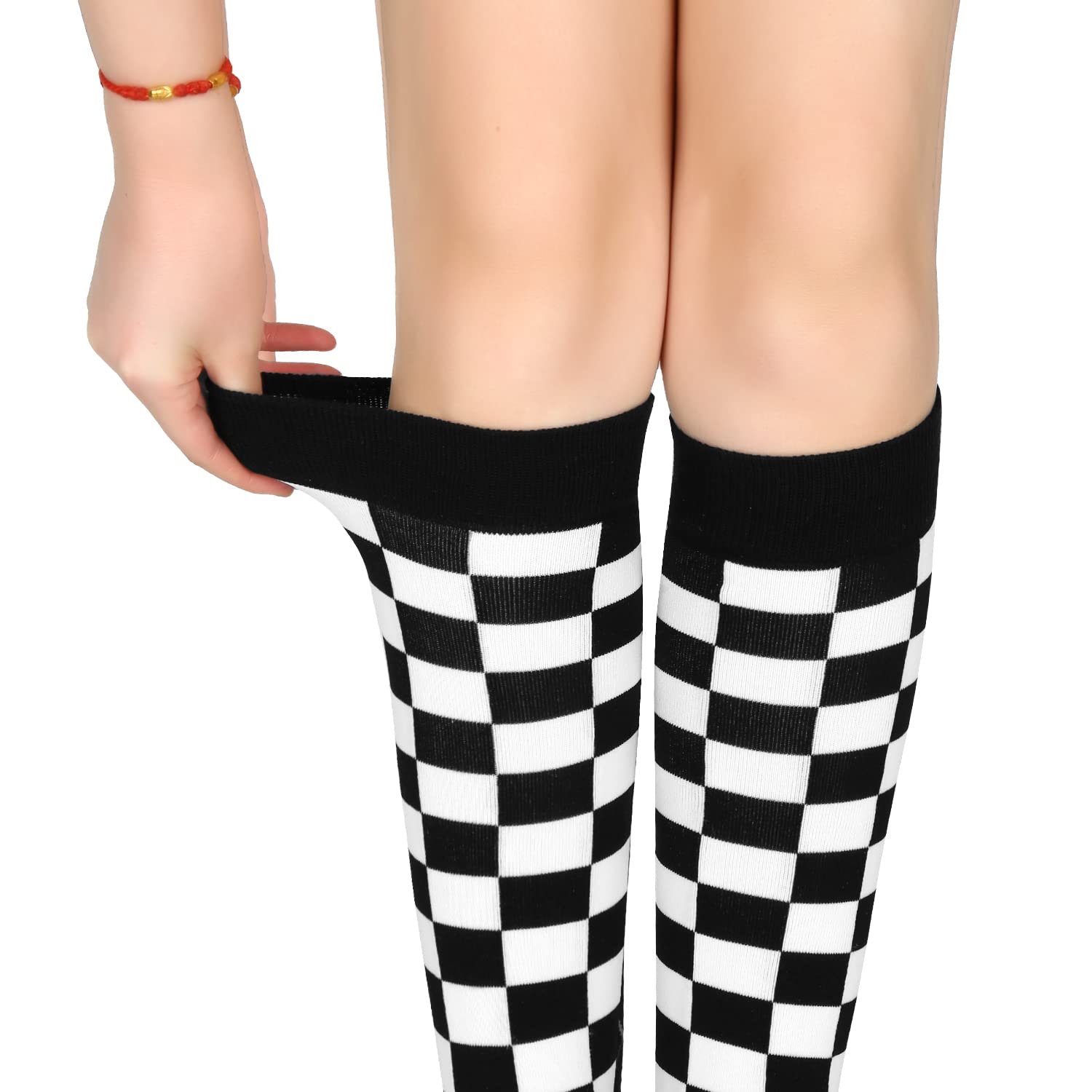 Benefeet Sox Womens Girls Knee High Socks Novelty Argyle Checkered Patterned Football Cotton Long Tube Socks