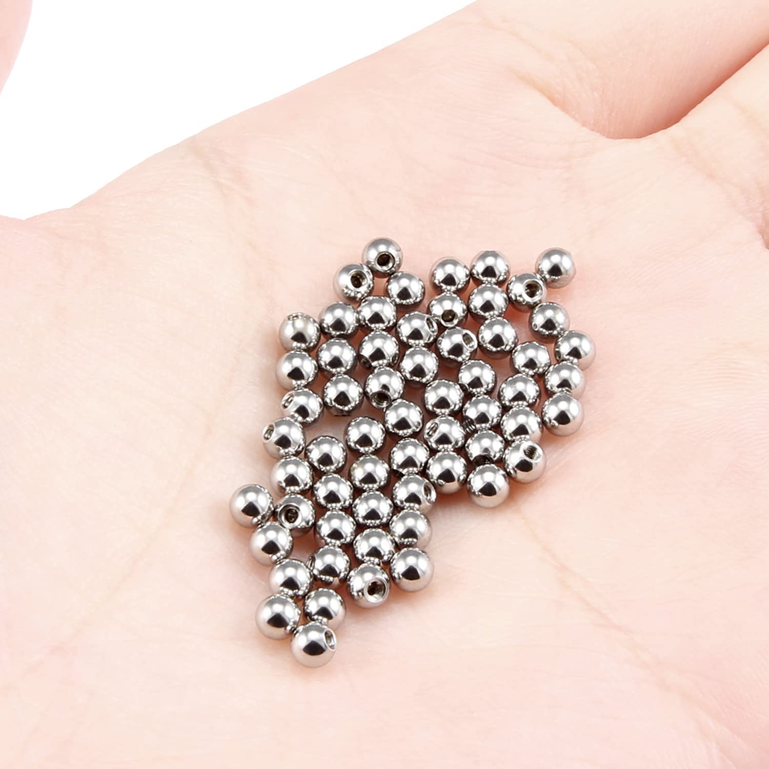 Vsnnsns 16G Replacement Balls 316L Surgical Steel Externally Threaded Piercing Balls for Nipple Tongue Belly Lip Septum Rings Barbell Cartilage Tragus Earrings Piercing Jewelry Balls 16 Gauge 3MM