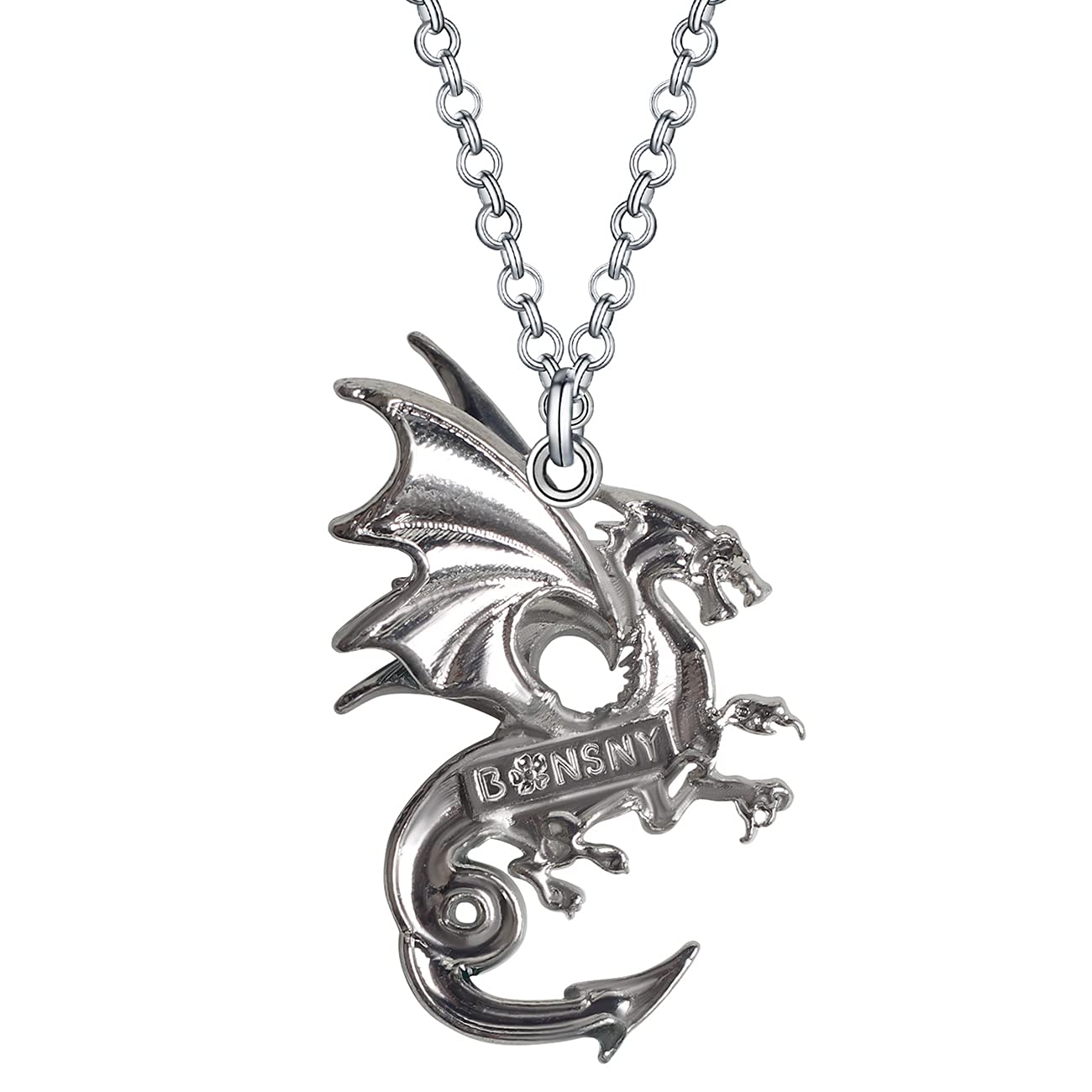 Enamel Alloy Dragon Necklace Fantasy Dinosaur Pendant Fashion Jewelry For Women Girls Zinc Charm Gift (Blue)