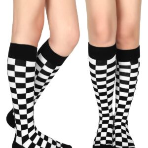 Benefeet Sox Womens Girls Knee High Socks Novelty Argyle Checkered Patterned Football Cotton Long Tube Socks