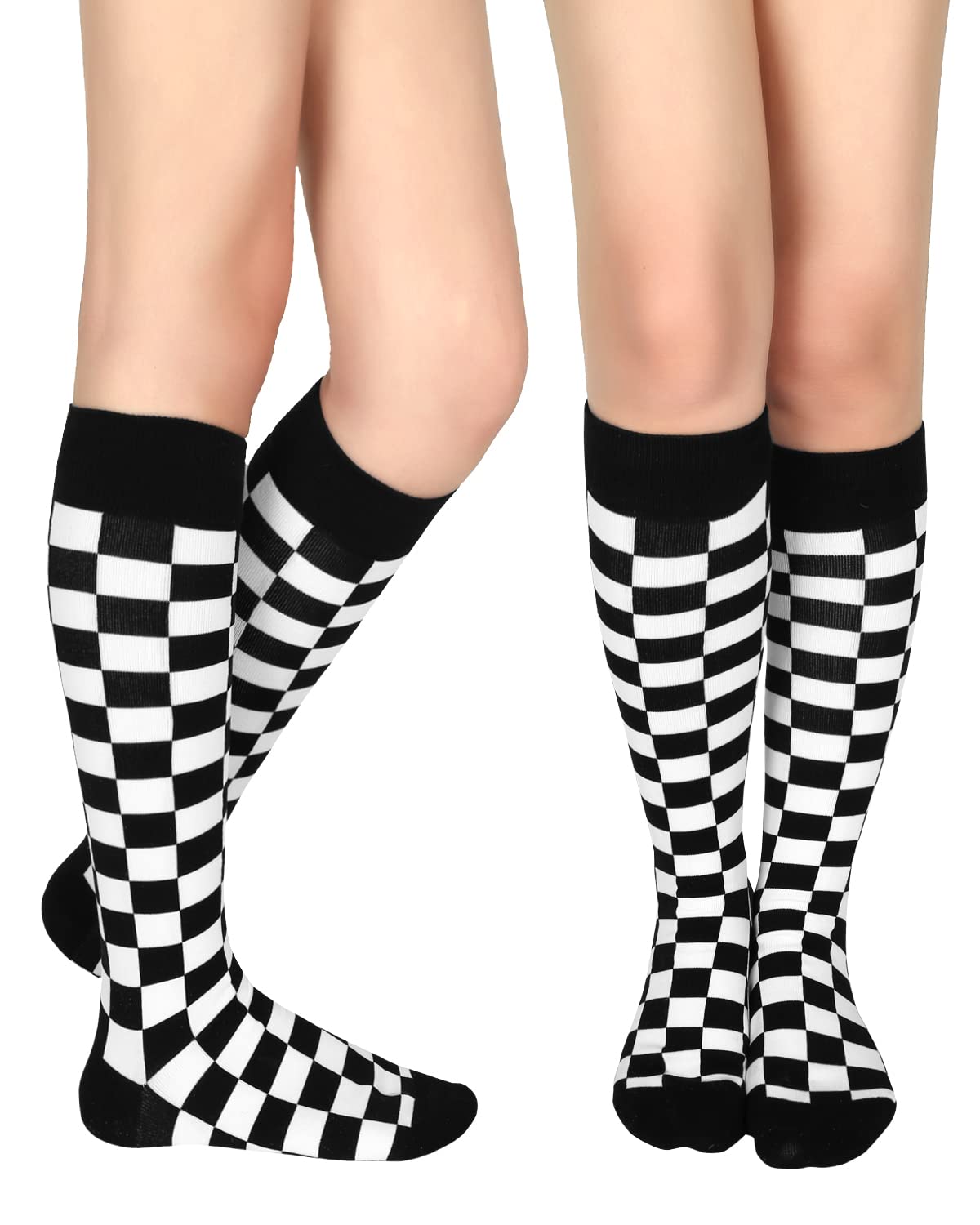 Benefeet Sox Womens Girls Knee High Socks Novelty Argyle Checkered Patterned Football Cotton Long Tube Socks