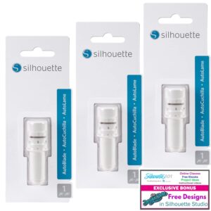 Silhouette Autoblade 3 Pack Replacement Blades for Cameo 3 and Portrait 2-50 Free Designs