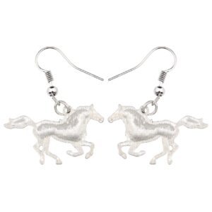 Enamel Alloy Running Racing Horse Earrings Dangle Drop Fashion Jewelry Equestrian Horse Gifts for Women (Navy)