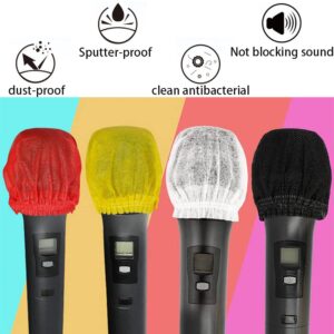 Disposable Microphone Cover 200 PCS Mic Covers Disposable Non-Woven, Microphone Cover with Elastic Band, Perfect Protective Cap for Most Handheld Microphone (Five Colors)