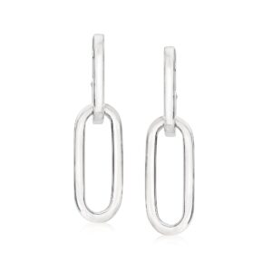 ross-simons italian sterling silver paper clip link hoop drop earrings