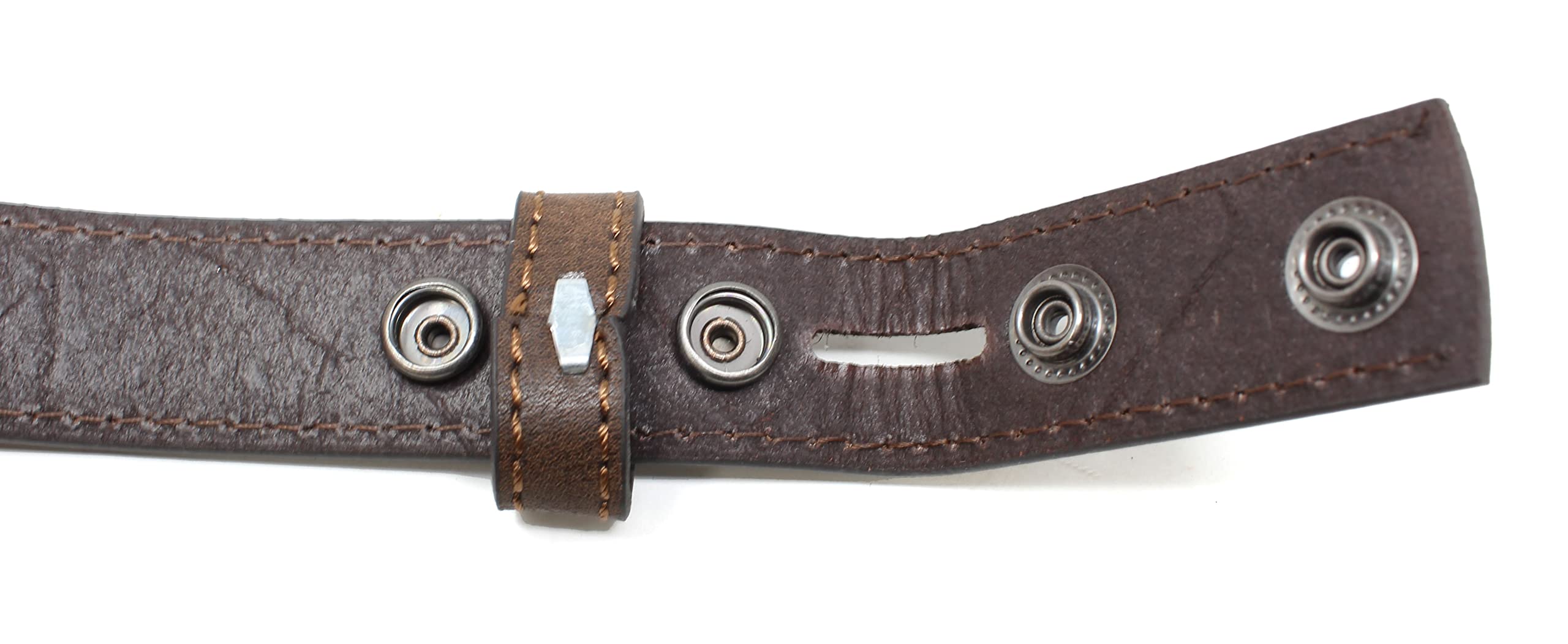 BC Belts Womens Thin Leather Belt Strap with Vintage Distressed Texture 1" Wide with Snaps (Dark Brown-XS)