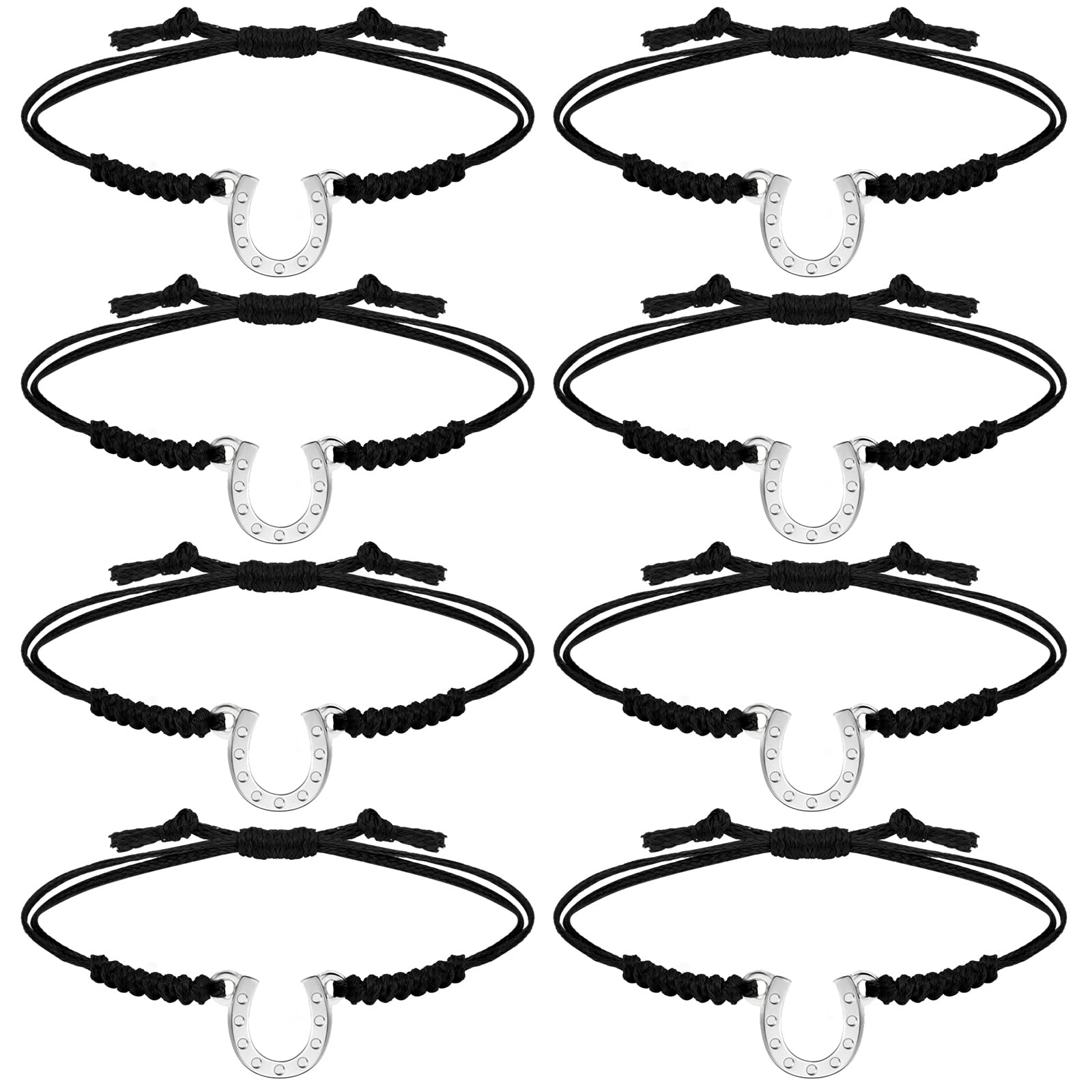 12 Pcs Horseshoe Bracelets Horse Bracelets Horseshoe Jewelry Equestrian Braided String Handmade Adjustable Bracelet for Horse Lover Anklet Gift Women Teen Girl Horse Party Favor (Horseshoe Style)