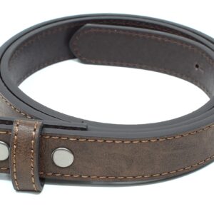 BC Belts Womens Thin Leather Belt Strap with Vintage Distressed Texture 1" Wide with Snaps (Dark Brown-XS)