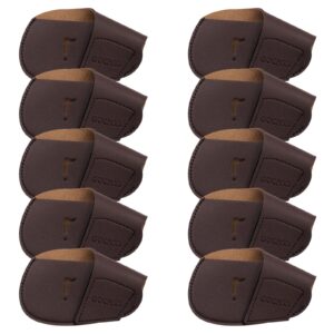 gochss i golf iron headcovers 10pcs pu fit both right-handed clubs golf club protector for titleist callaway ping taylormade fit more brands golf iron. (brown)