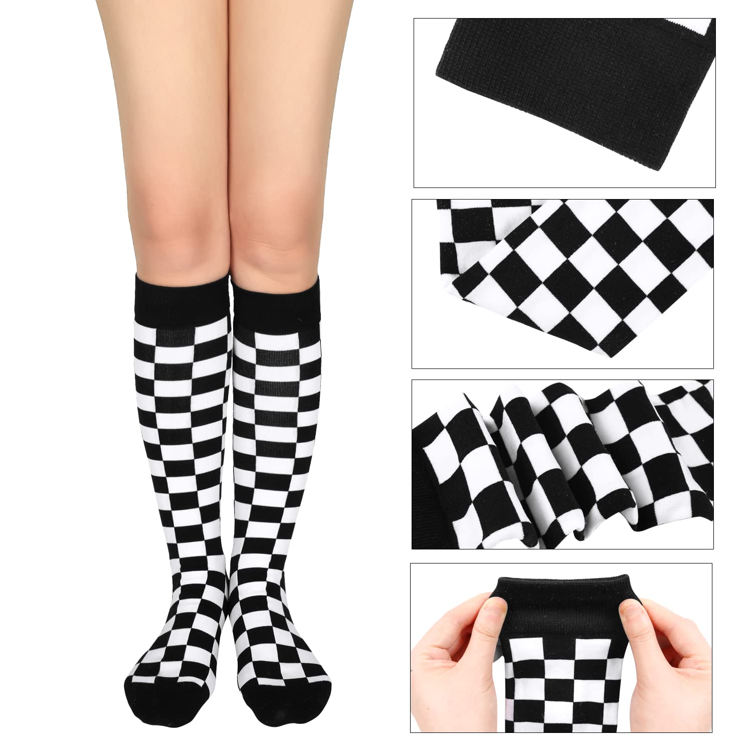 Benefeet Sox Womens Girls Knee High Socks Novelty Argyle Checkered Patterned Football Cotton Long Tube Socks