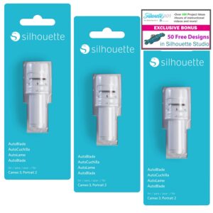 silhouette autoblade 3 pack replacement blades for cameo 3 and portrait 2-50 free designs