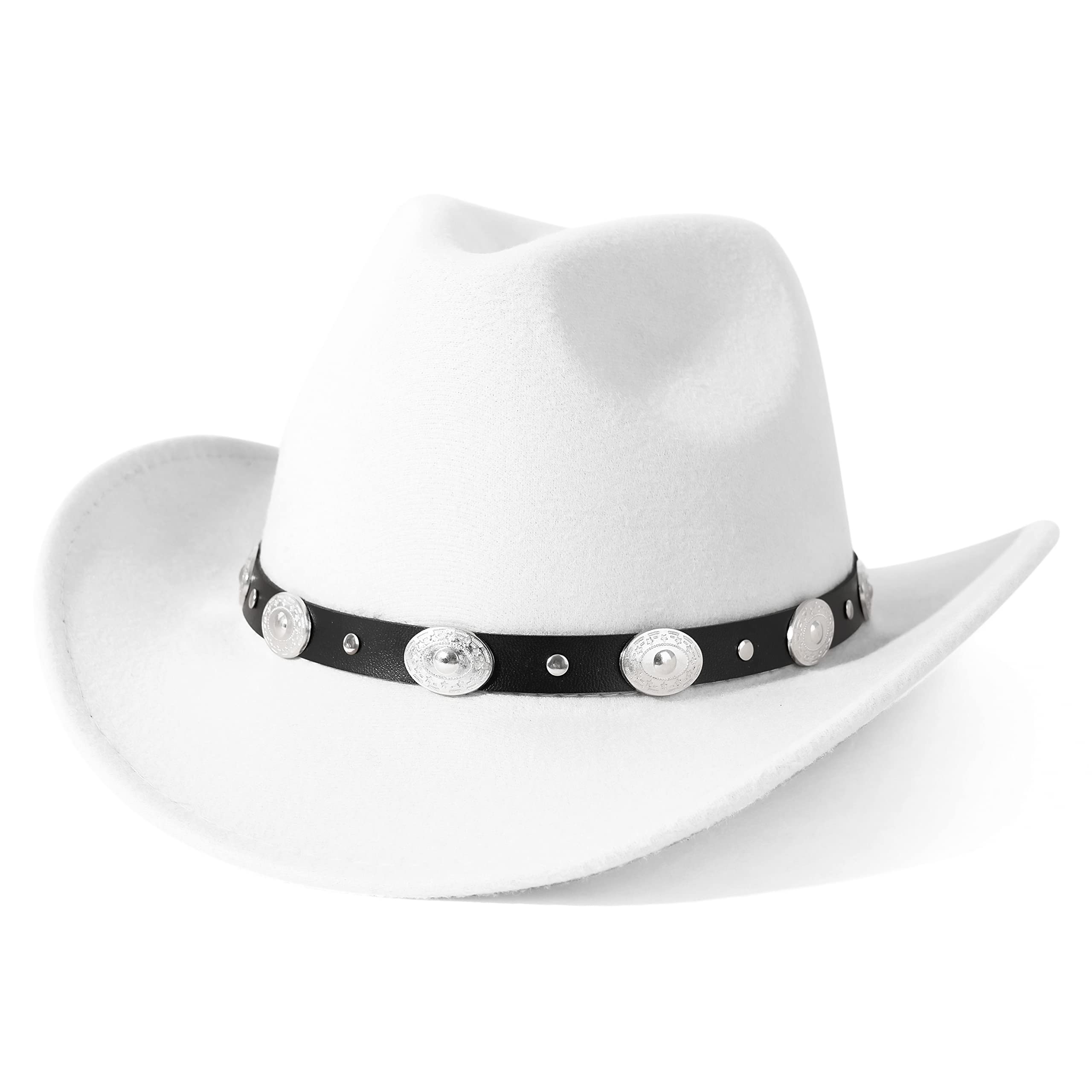 Lisianthus Men & Women's Felt Wide Brim Western Cowboy Hat R-White