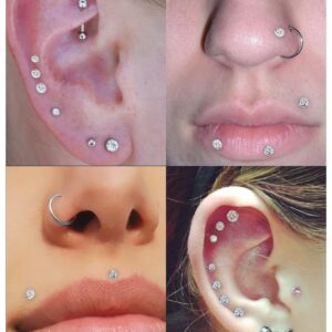 Vsnnsns 16G Lip Rings Stainless Steel Labret Jewelry Monroe Lip Rings Nail Cartilage Tragus Helix Earrings Studs Piercing Jewelry Medusa Piercing Jewelry For Women Men 16 Gauge Earrings 8mm Silver