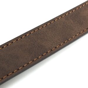 BC Belts Womens Thin Leather Belt Strap with Vintage Distressed Texture 1" Wide with Snaps (Dark Brown-XS)