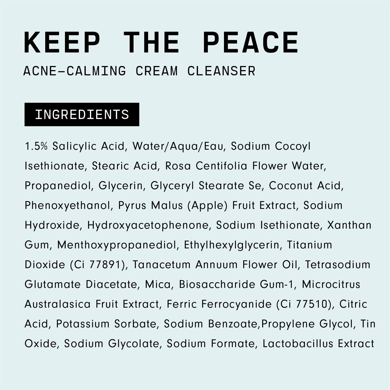 Versed Keep The Peace Calming Cream Cleanser - Gentle, Non-Drying Foaming Cleanser with Salicylic Acid - Daily Face Wash Helps Reduce Blemishes Without Stripping Skin - Vegan (4 fl oz)