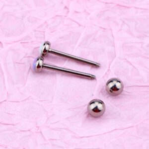 OUFER Titanium Tongue Piercing Barbell Jewelry Tongue Rings with White Opal G23 Solid Titanium Tongue Rings for Women Men