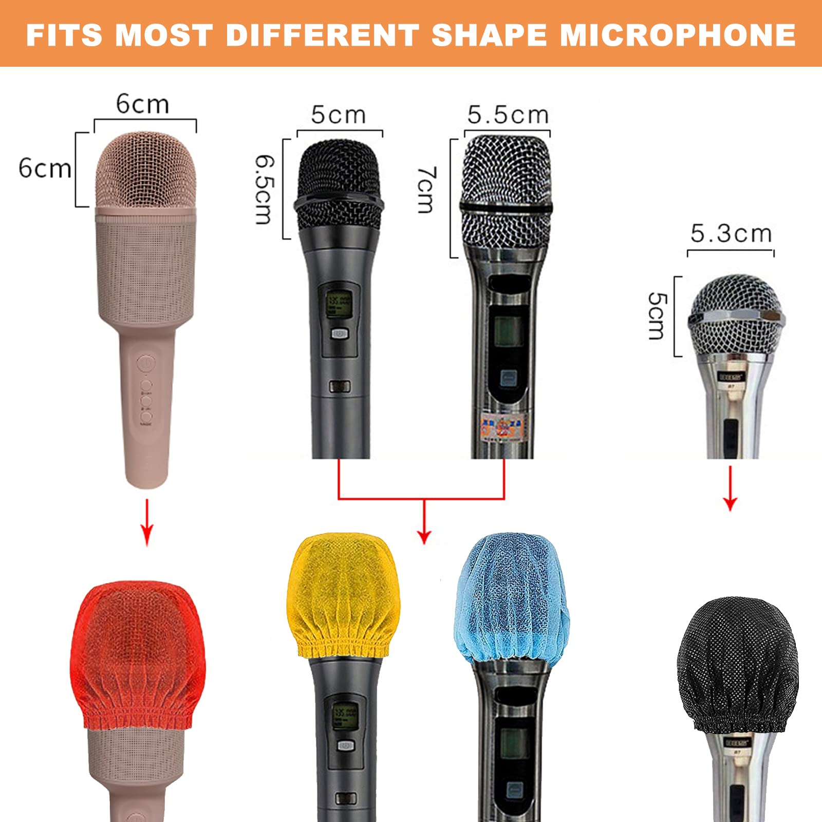 VILLPORT 250pcs Disposable Microphone Cover, Non-Woven Handheld Microphone Windscreen Protective Cap Mic Hygiene Covers with Elastic Band for Recording Room, KTV, Karaoke, Stage Performance