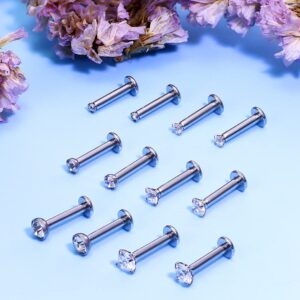 Vsnnsns 14G Lip Rings Stainless Steel Labret Jewelry Monroe Lip Rings Nail Cartilage Tragus Helix Earrings Studs Piercing Jewelry Medusa Piercing Jewelry for Women Men 14 Gauge Earrings 8mm Silver