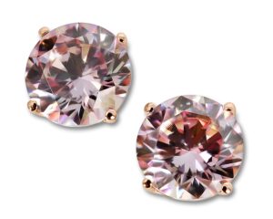 kokav 14k rose gold genuine morganite 5mm round studs earrings