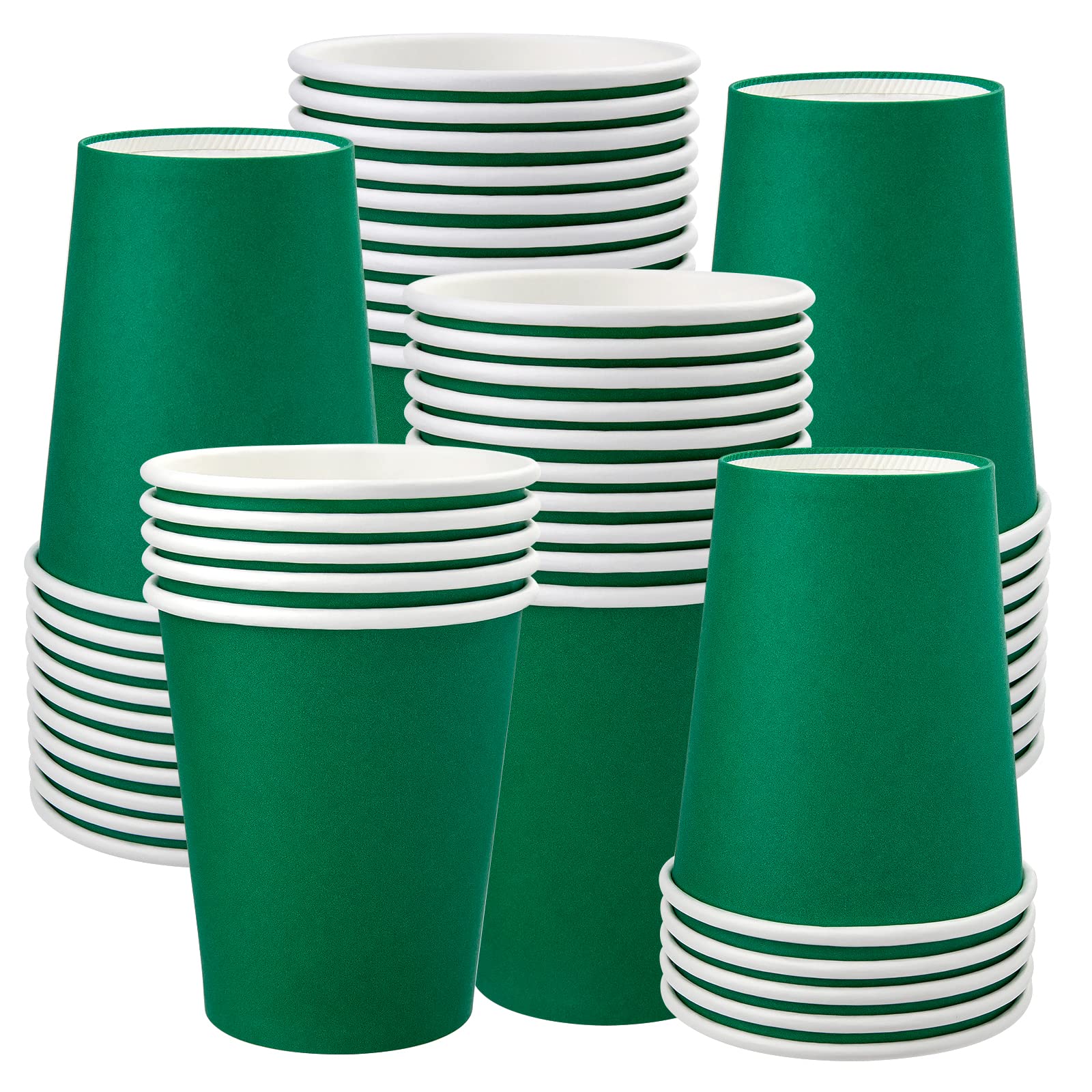 Fedmut Disposable Paper Cups Green Paper Cups 8oz 50 Pack, Hot Paper Cups,Paper Drinking Cups Ideal for Home,Picnic