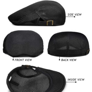 Chuarry 8 Pack Men's Mesh Flat Cap Breathable Summer Newsboy Hat Cabbie Driving Hats for Men