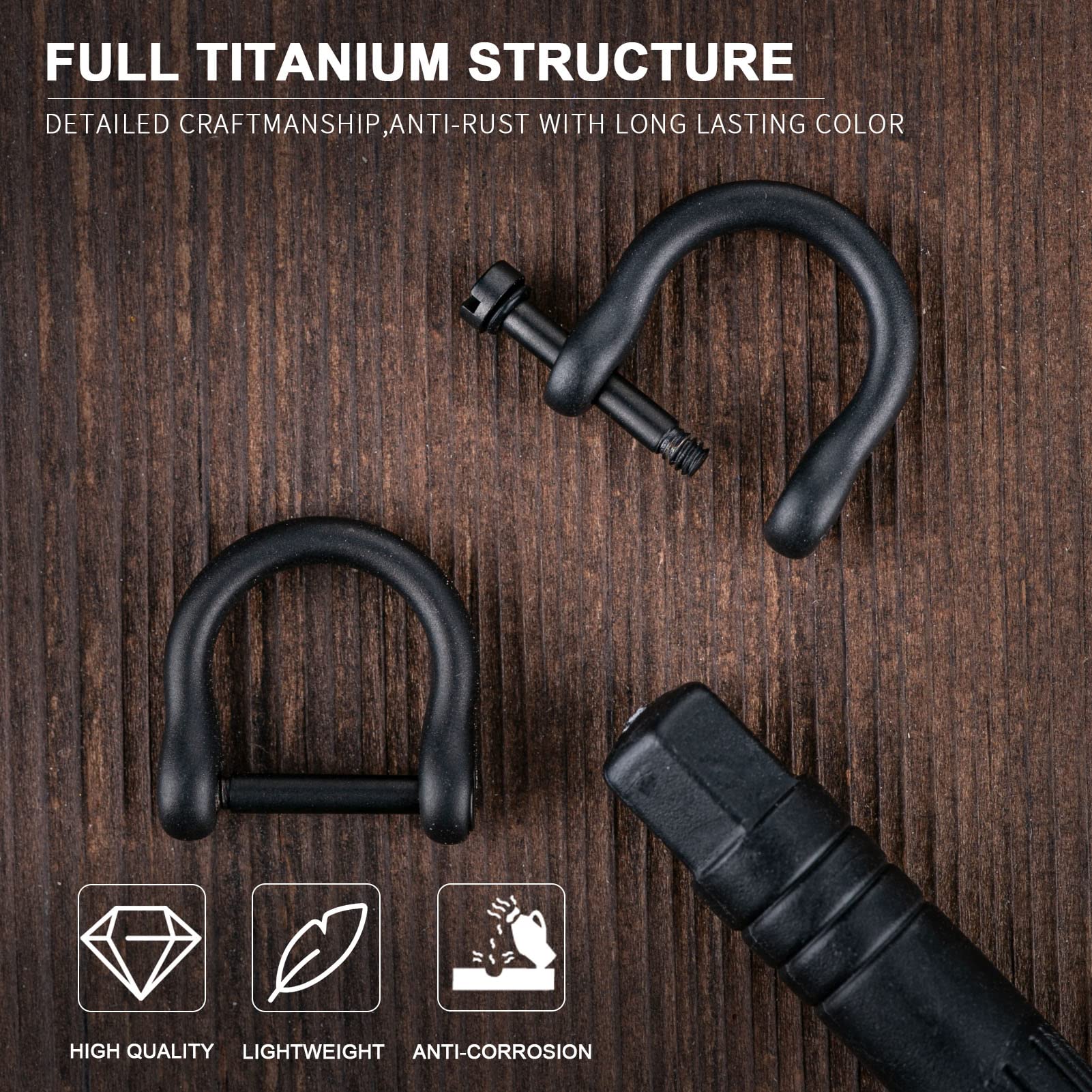 TISUR Titanium Key Ring，D-Rings Key Rings for Keychains Heavy Duty with Screw Shackle, Car Key Chain Ring for Men and Women 2 Pcs (Black Matte XS)