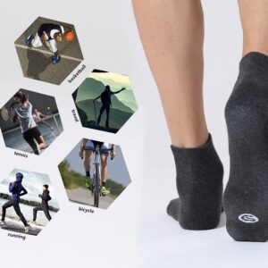 CelerSport 6 Pack Men's Ankle Socks with Cushion, Sport Athletic Running Socks, 3 Dark Gray + 3 Gray, Large