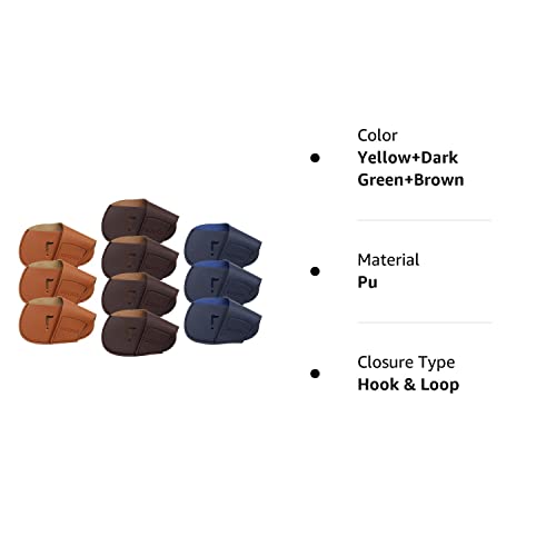 GOCHSS I Golf Iron Headcovers 10pcs PU Fit Both Right-Handed Clubs Golf Club Protector for Titleist Callaway Ping Taylormade Fit More Brands Golf Iron. (Yellow+Dark Blue+Brown)