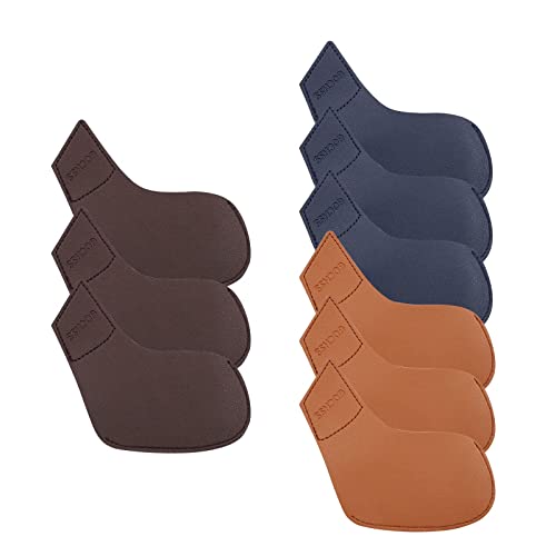 GOCHSS I Golf Iron Headcovers 10pcs PU Fit Both Right-Handed Clubs Golf Club Protector for Titleist Callaway Ping Taylormade Fit More Brands Golf Iron. (Yellow+Dark Blue+Brown)