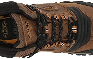 KEEN Men's Ridge Flex Mid Height Waterproof Hiking Boots, Bison/Golden Brown, 11.5 Wide