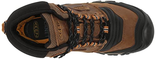 KEEN Men's Ridge Flex Mid Height Waterproof Hiking Boots, Bison/Golden Brown, 11.5 Wide