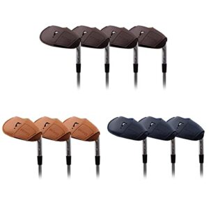 GOCHSS I Golf Iron Headcovers 10pcs PU Fit Both Right-Handed Clubs Golf Club Protector for Titleist Callaway Ping Taylormade Fit More Brands Golf Iron. (Yellow+Dark Blue+Brown)