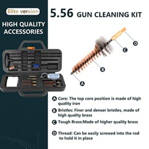 Raiseek Gun Cleaning Kit Elite Version for 5.56 Cleaning Kit .22 Rifle Gun Cleaning Kit with Bore Chamber Brushes with Portable Compact Case