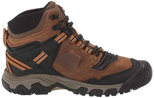 KEEN Men's Ridge Flex Mid Height Waterproof Hiking Boots, Bison/Golden Brown, 11.5 Wide