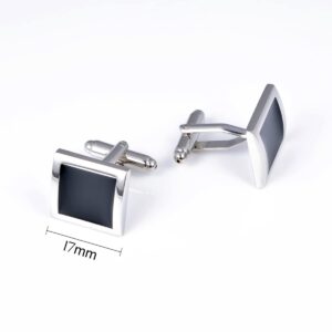 Jonwo Silver Black Tone Square Men's Cufflinks in a Gift Box Classic Tuxedo Cuff Link for Wedding Formal Business Shirt