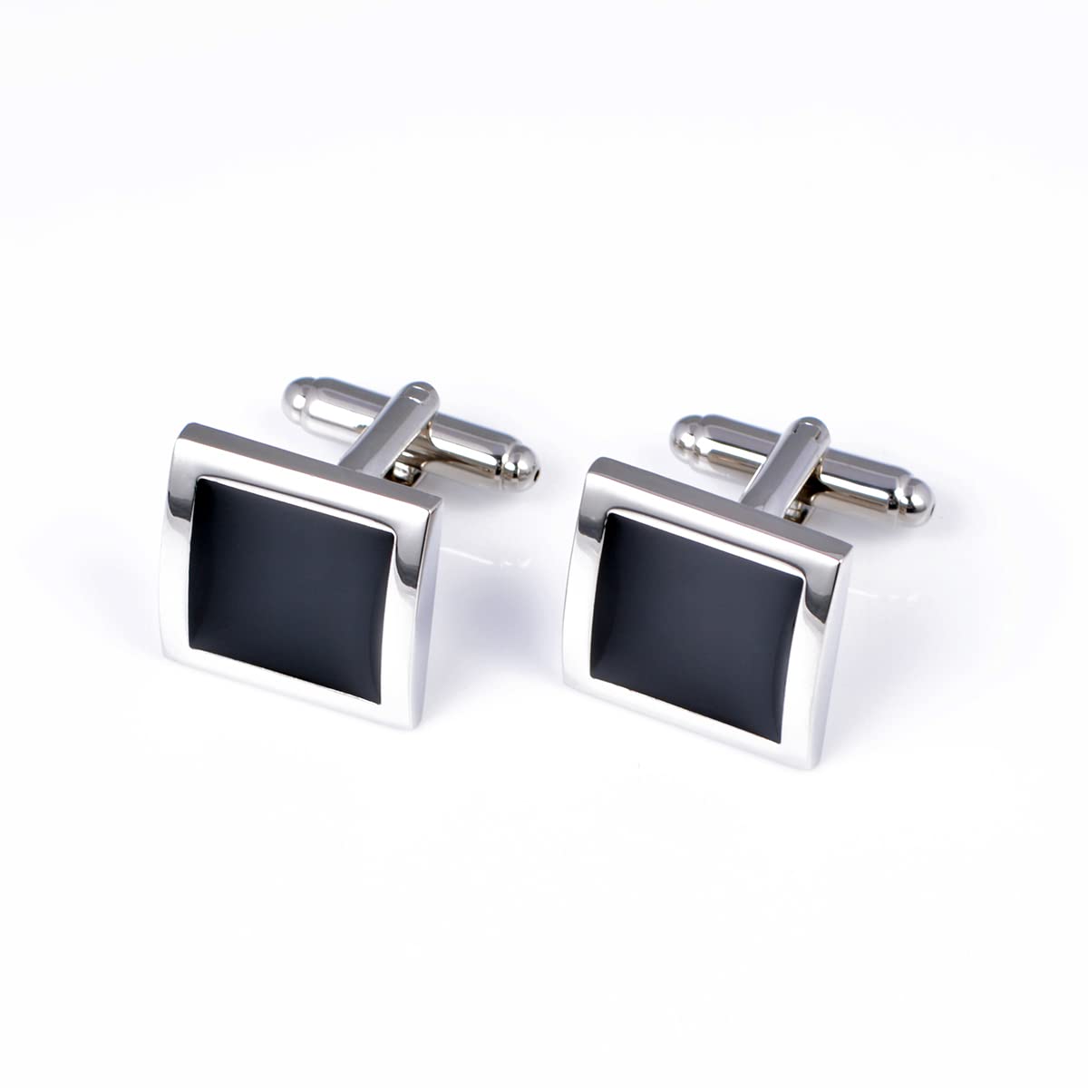 Jonwo Silver Black Tone Square Men's Cufflinks in a Gift Box Classic Tuxedo Cuff Link for Wedding Formal Business Shirt