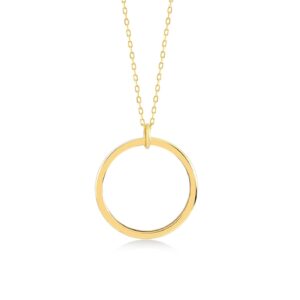 14k Real Gold Open Circle Necklace for Women | Simple Ring Necklaces 14k Gold | Karma Pendant Necklaces | Dainty Round Jewelry | Gifts for All Occasions, 18"