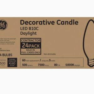 GE LED 60-Watt Equivalent B11 5000K Daylight Candle Light Bulb (24-Pack) Candelabra Chandelier