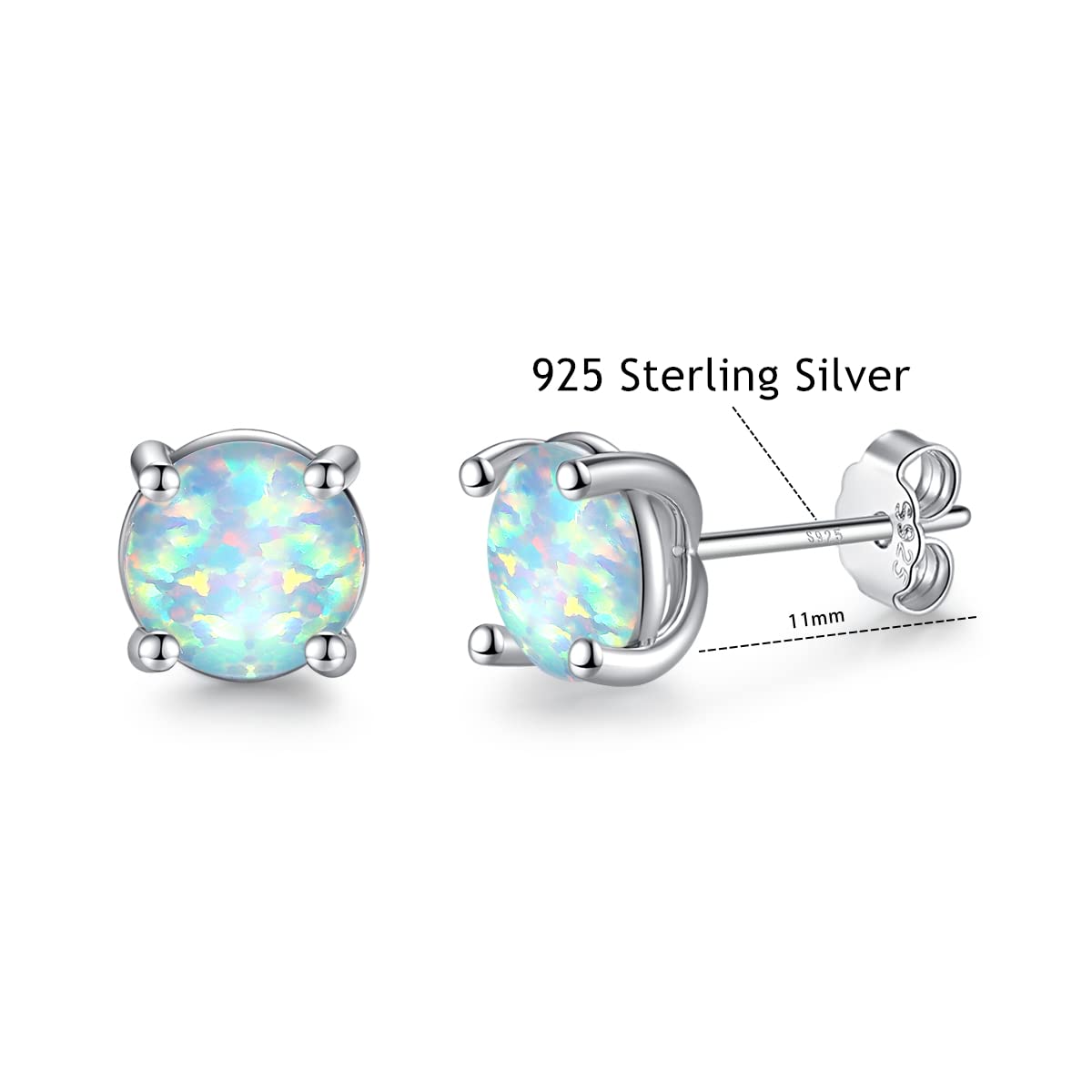 Opal Stud Earrings for Women Hypoallergenic 925 Sterling Silver Post Stud Earrings Sets for Multiple Piercing Jewelry Gift