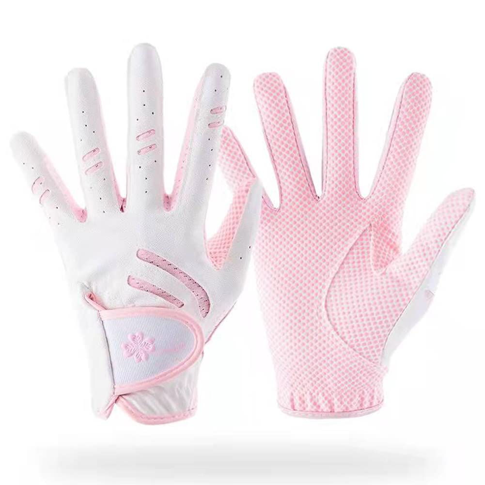 CINGHI LUSSO Children's Golf Gloves, Leather Elastic Fabric Golf Gloves for Boys and Girls, Soft, Breathable and Wear-resistant, A Pair of Left and Right Golf Gloves - S/M/L