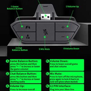 OLCLSS Stereo Headset Adapter, Xbox Controller Adapter Xbox Mic Adapter for Xbox One/One S/X/Elite 1/ Elite2/ Series S/X Controller-Adjust Audio Balance (Game Sound & Voice Chat)-Low Latency