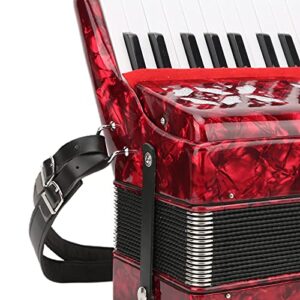 BTER Piano Accordion, 8 Bass 22-Key Exquisite Ergonomically Designed Accordions with Cleaning Cloth and Strap, Sensitive Button Playing Musical Instruments Gift for Children Beginners Adults