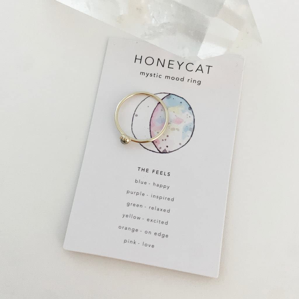 Honeycat Solar Mini Mood Ring in Gold, Rose Gold, or Silver | Minimalist, Delicate Jewelry (Gold, 6)