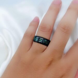 ringheart His and Her Couple Rings Black Matching Ring 1.5ct Green CZ Women Wedding Ring Sets for Him and Her