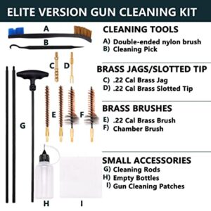 Raiseek Gun Cleaning Kit Elite Version for 5.56 Cleaning Kit .22 Rifle Gun Cleaning Kit with Bore Chamber Brushes with Portable Compact Case