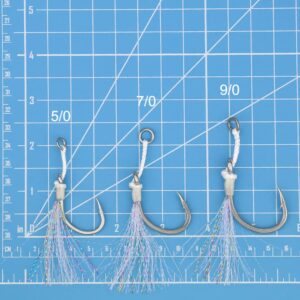 OCEAN CAT Assist Hooks Wasp Glow Jigging Jigs Slow Fast Fall Hooks Size 5/0,7/0,9/0 (9/0, 1 pack)